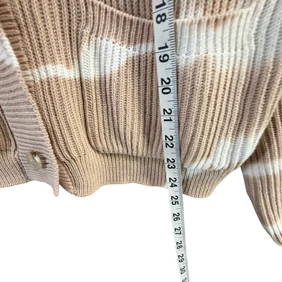 Tart Collections Cardigan Sweater Womens L Beige Tie Dye Button Cropped Slouchy - Picture 10 of 14